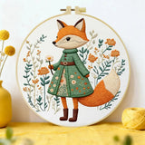 Fox Embroidery Kit for Beginners – DIY Woodland Animal Hand Embroidery Hoop Set Kits For Stitchers