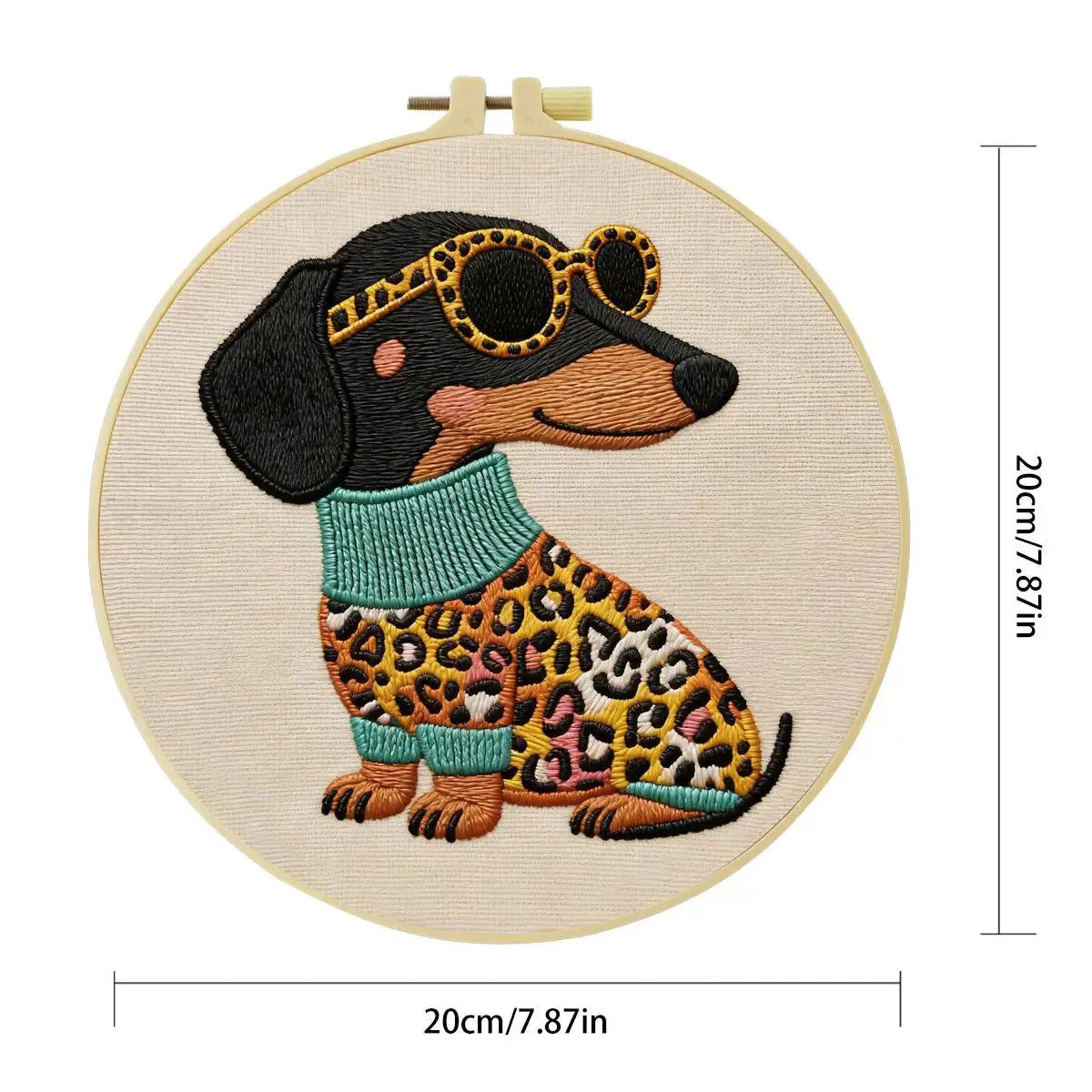 Leopard Chic Dachshund Embroidery Kit Kits For Stitchers