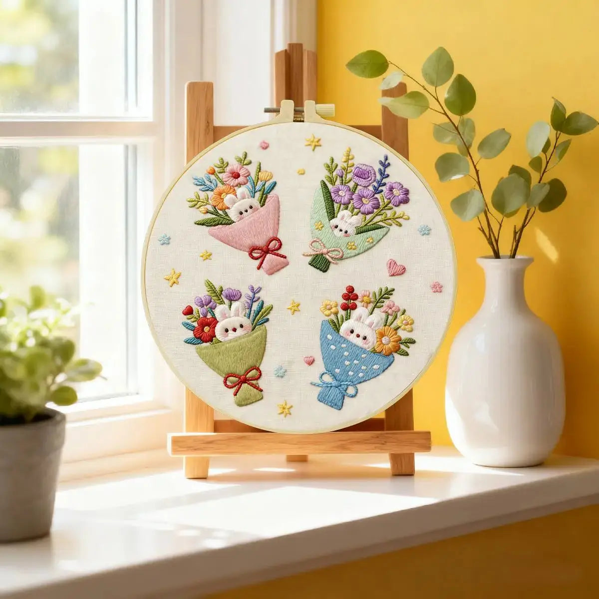 Bunny Flower Bouquets Embroidery Kit Kits For Stitchers