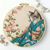 Kimono Cat Hand Embroidery Kit The Stichers Heavane