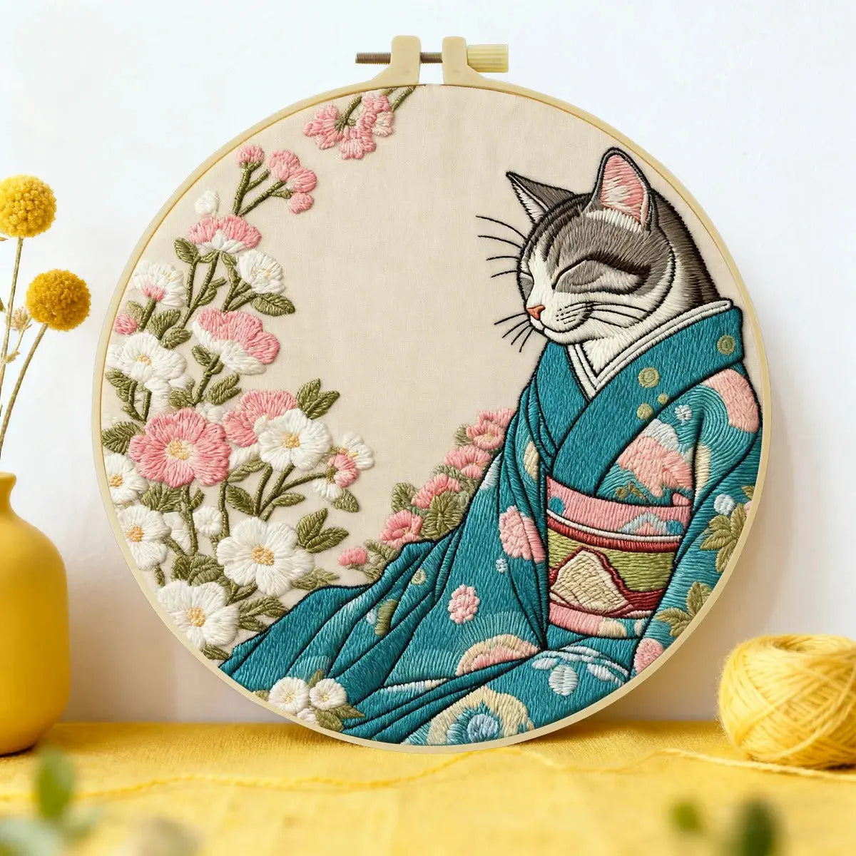 Kimono Cat Hand Embroidery Kit The Stichers Heavane