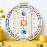 Sun Moon Celestial Embroidery Kit – DIY Boho Astrology Hoop Art for Beginners & Craft Lovers