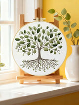 Tree of Life Embroidery DIY Kit – Botanical Nature Beginner Stitching Kit with Hoop, Pattern
