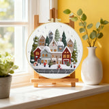 Highland Cow Embroidery DIY Kit – Farmhouse Animal Beginner Stitching Kit with Hoop & Pattern