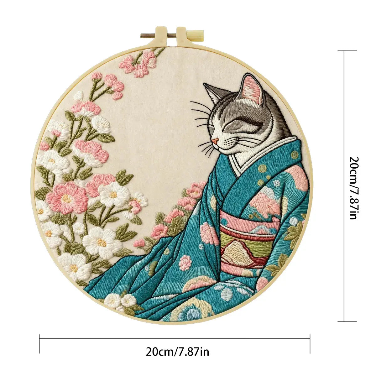 Kimono Cat Hand Embroidery Kit The Stichers Heavane