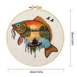 Sunset Fisherman Fish Embroidery Kit Kits For Stitchers