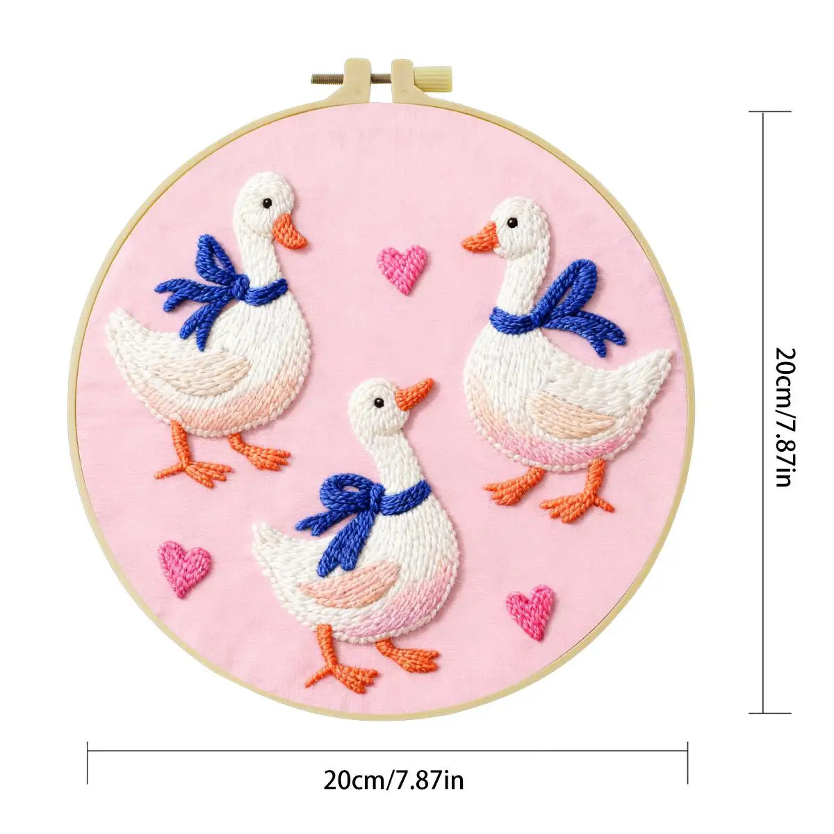 Cute Goose Family Embroidery Kit – DIY Animal Hoop Art for Beginners & Kids Craft Lovers