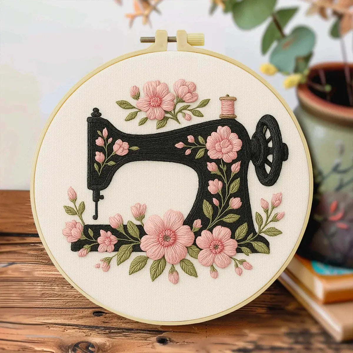 Floral Sewing Machine Hand Embroidery Kit The Stichers Heavane