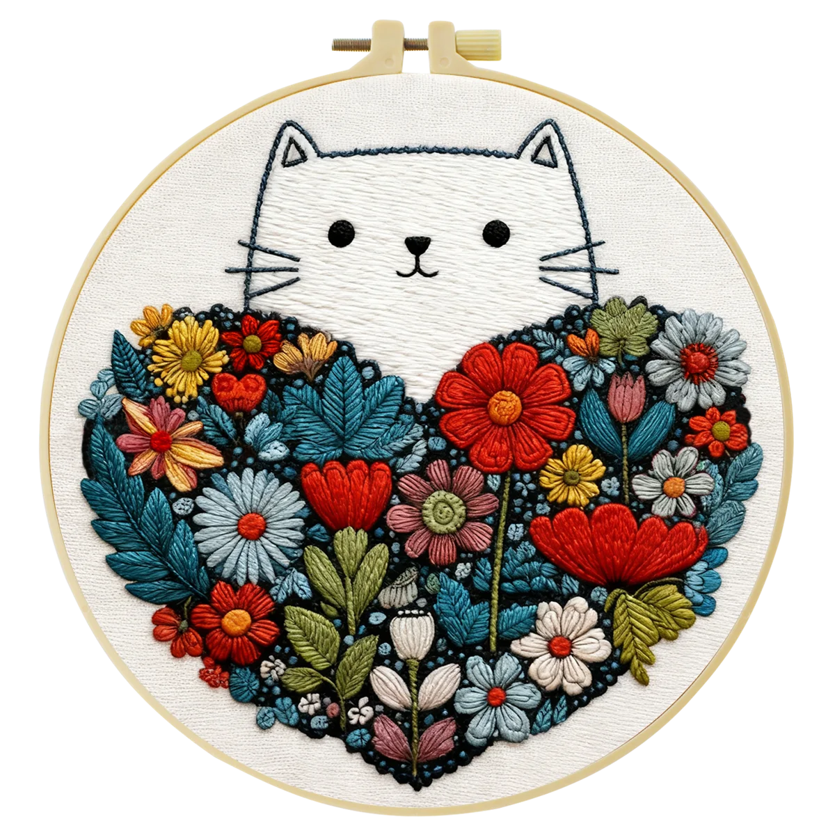 Christmas Embroidery DIY Kit – Holiday Stitching Kit with Hoop, Pattern & Threads