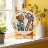 Bear & Kitten Friends Embroidery Kit – Whimsical Woodland DIY Hand Embroidery Set 🧸🐱🌿 Kits For Stitchers