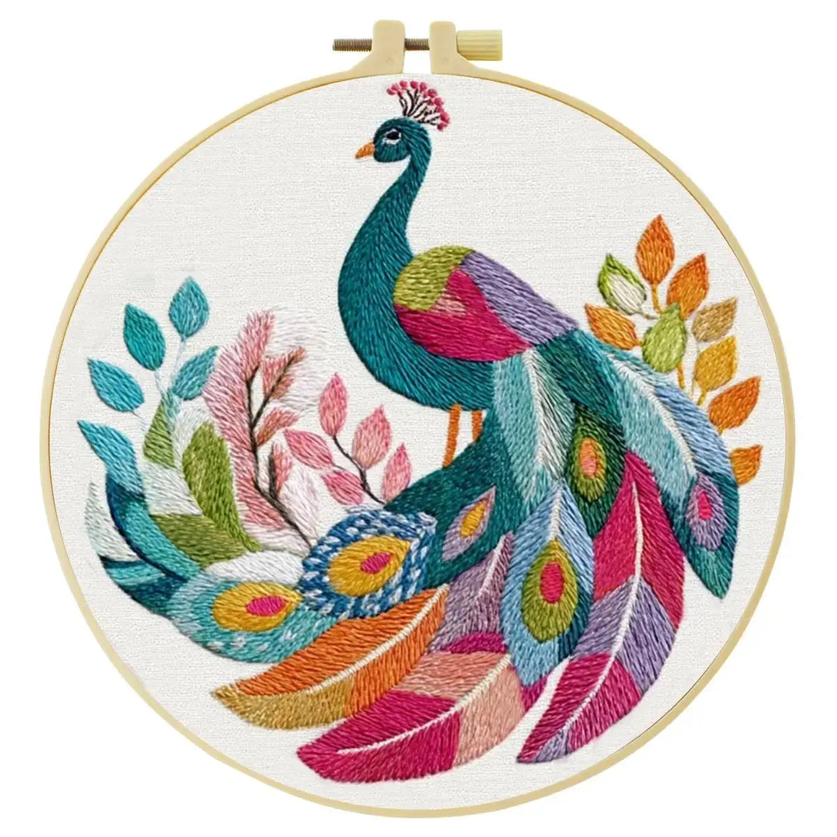 Boho Peacock Embroidery Kit Kits For Stitchers