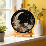 Moon & Floral Night Embroidery Starter Kit – DIY Celestial Sewing Art Set for Beginners Kits For Stitchers