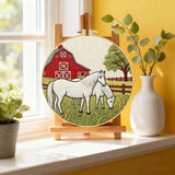 Farm Horse Embroidery Kit – Rustic Barn DIY Hand Embroidery Hoop Art Set