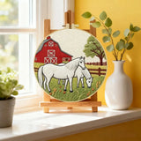 Farm Horse Embroidery Kit – Rustic Barn DIY Hand Embroidery Hoop Art Set Kits For Stitchers
