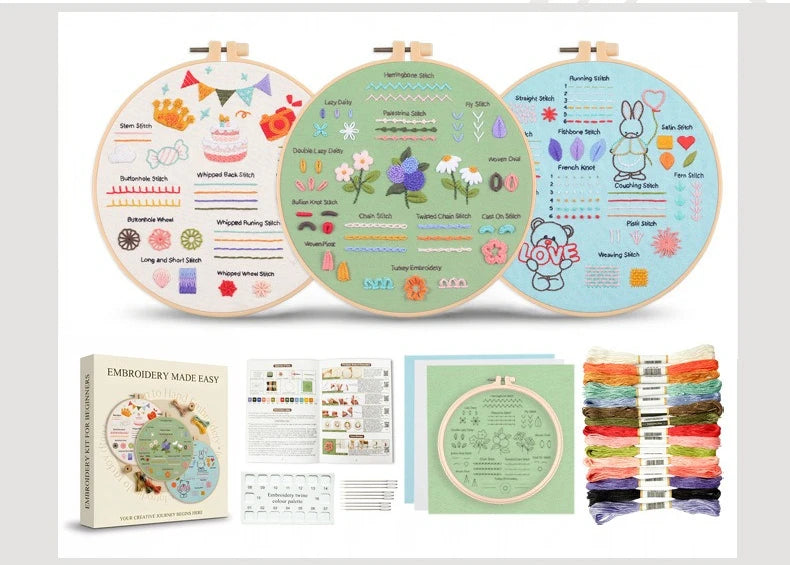 4-Piece Beginner Embroidery Learning Kit Kits For Stitchers