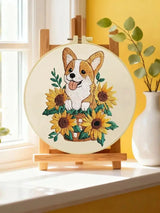 Sunflower Corgi Embroidery Kit Kits For Stitchers