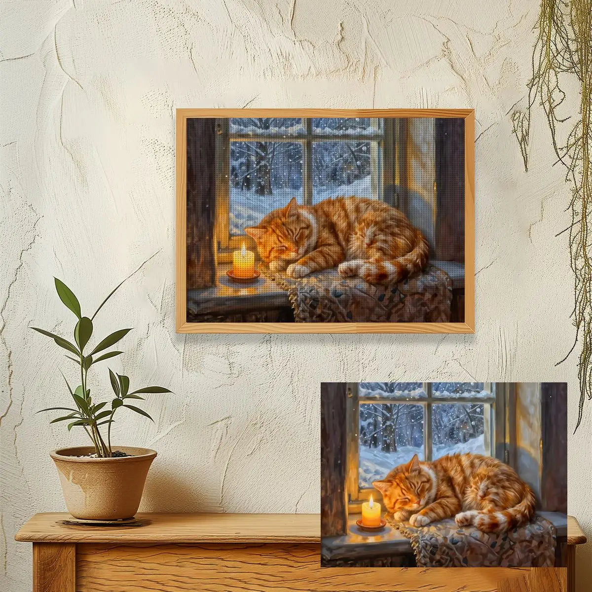 Cozy Winter Cat by Candlelight Cross Stitch Kit 🐱🕯️❄️