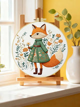 Fox Embroidery Kit for Beginners – DIY Woodland Animal Hand Embroidery Hoop Set