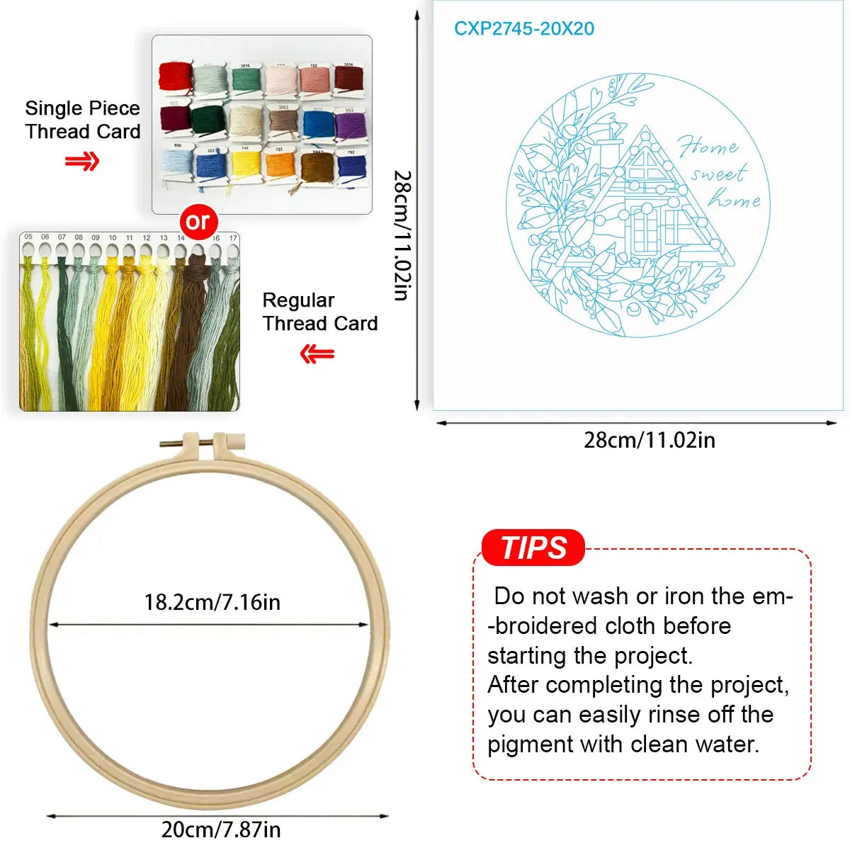 Home Sweet Home Embroidery DIY Kit – Cozy Cottage Beginner Stitching Kit with Hoop, Pattern & Threads The Stichers Heavane