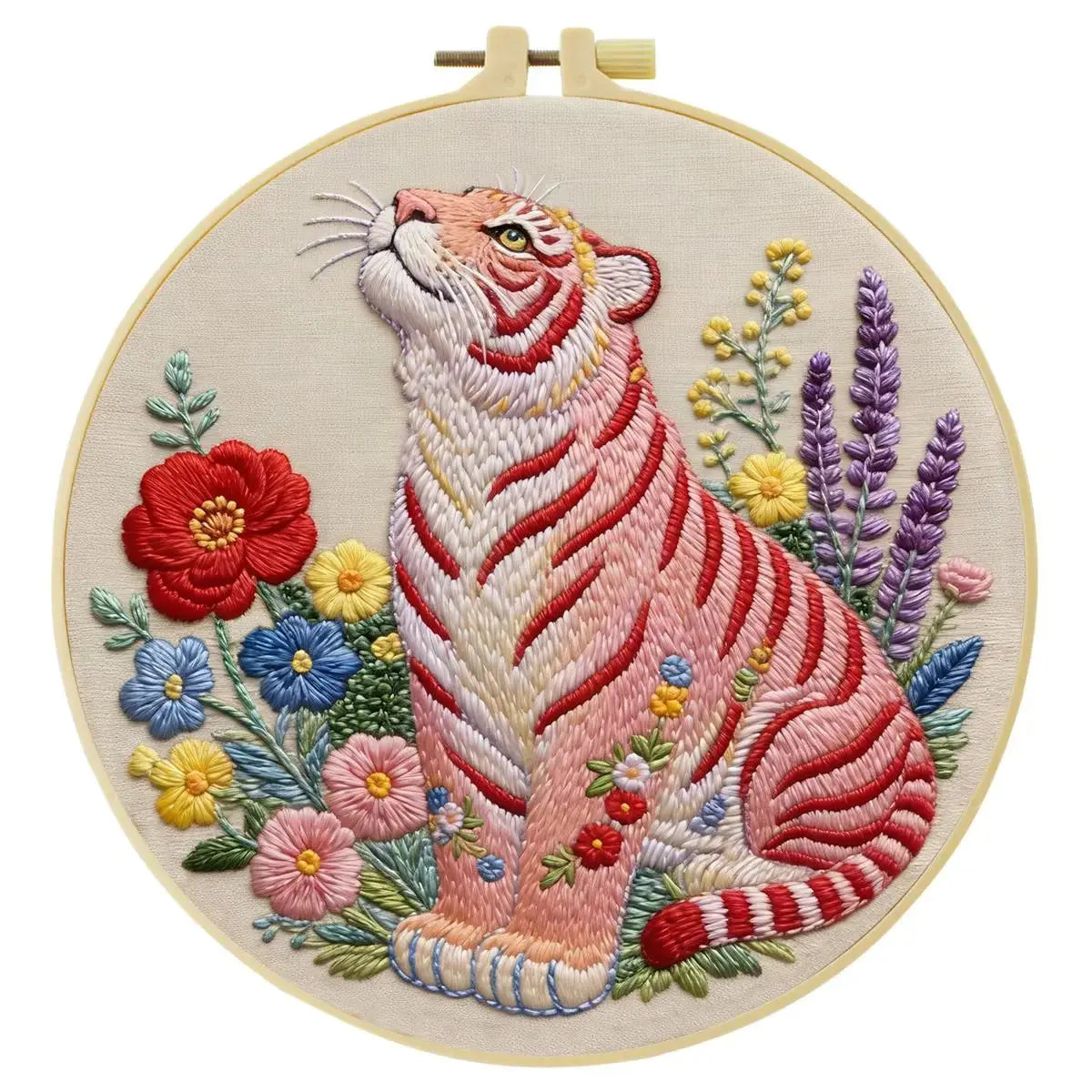 Pink Tiger Garden Embroidery Kit Kits For Stitchers