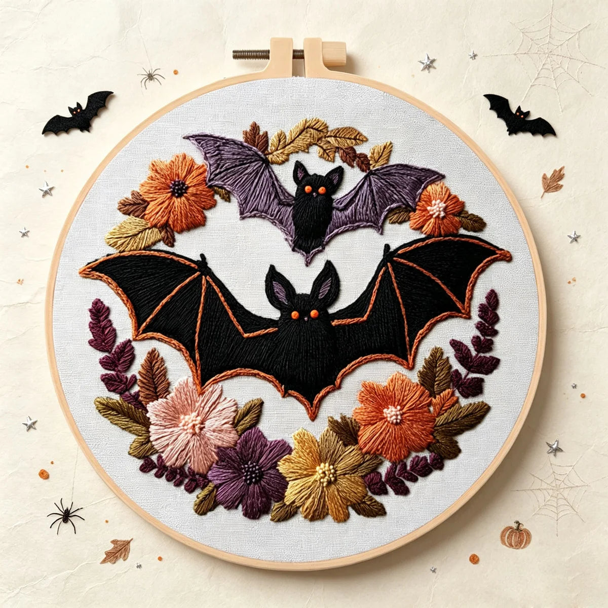 Spooky Floral Halloween Embroidery Kit – Set of 4