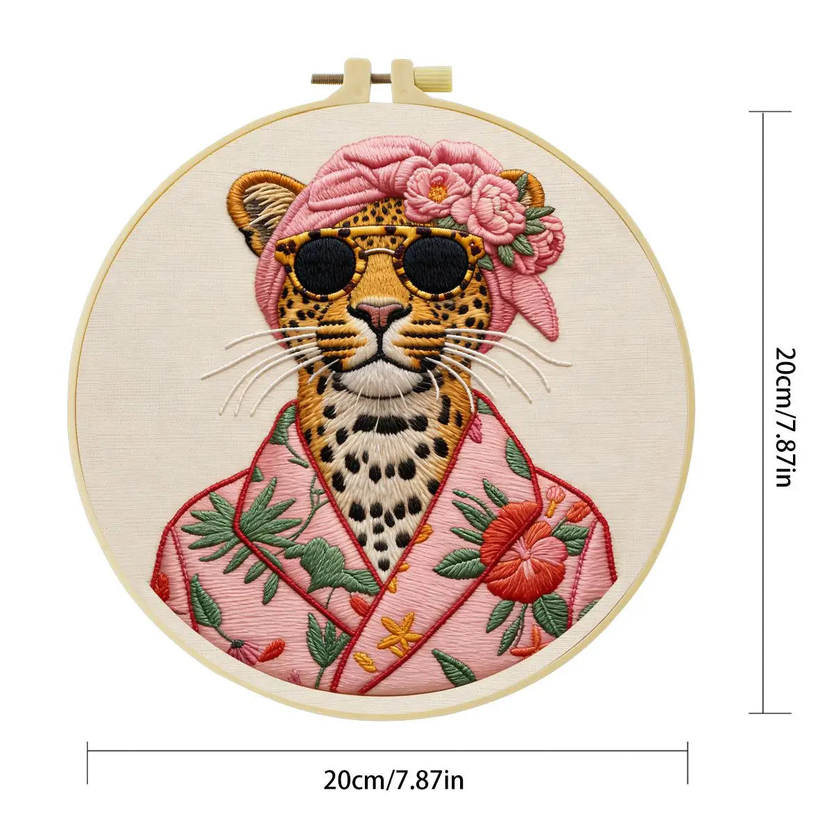 Stylish Leopard Punch Needle Wall Art – Handmade Embroidery Hoop Decor for Nursery & Cozy Rooms