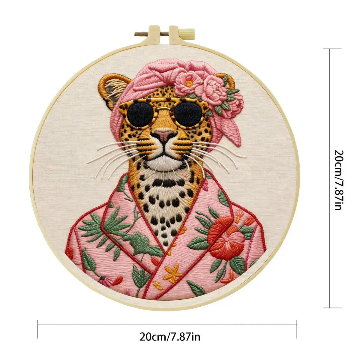 Stylish Leopard Punch Needle Wall Art – Handmade Embroidery Hoop Decor for Nursery & Cozy Rooms Kits For Stitchers