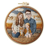 Custom Family Portrait Embroidery Kit – Personalized DIY Hand Embroidery Hoop Art Set from Photo