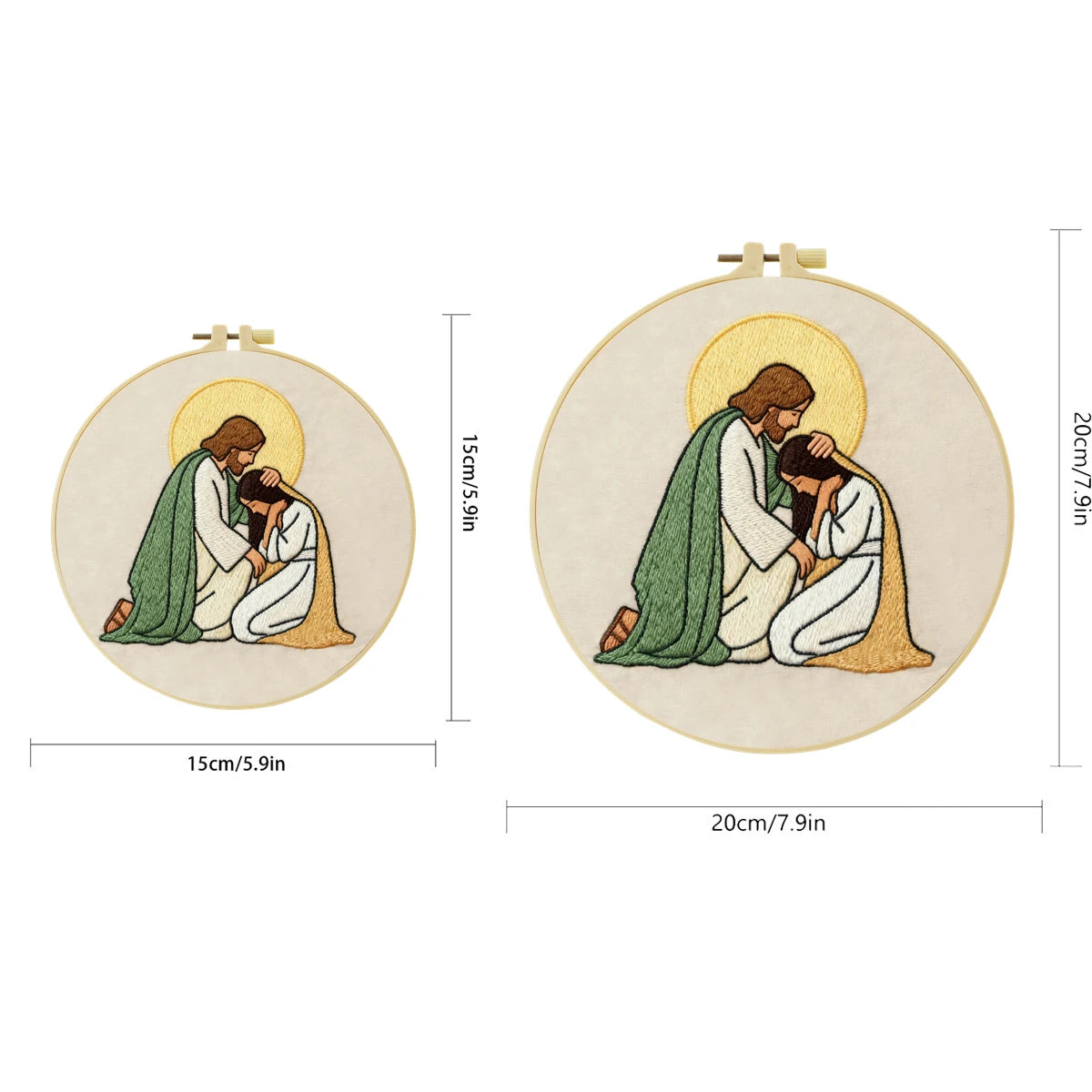 Jesus Comforting Woman Embroidery Kit – Christian Faith DIY Hand Embroidery Hoop Art Set