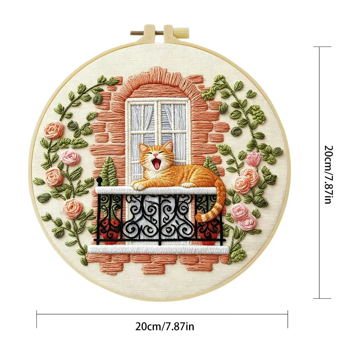 Sleepy Balcony Cat Embroidery Kit Kits For Stitchers