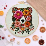 Floral Bear Hand Embroidery Kit The Stichers Heavane