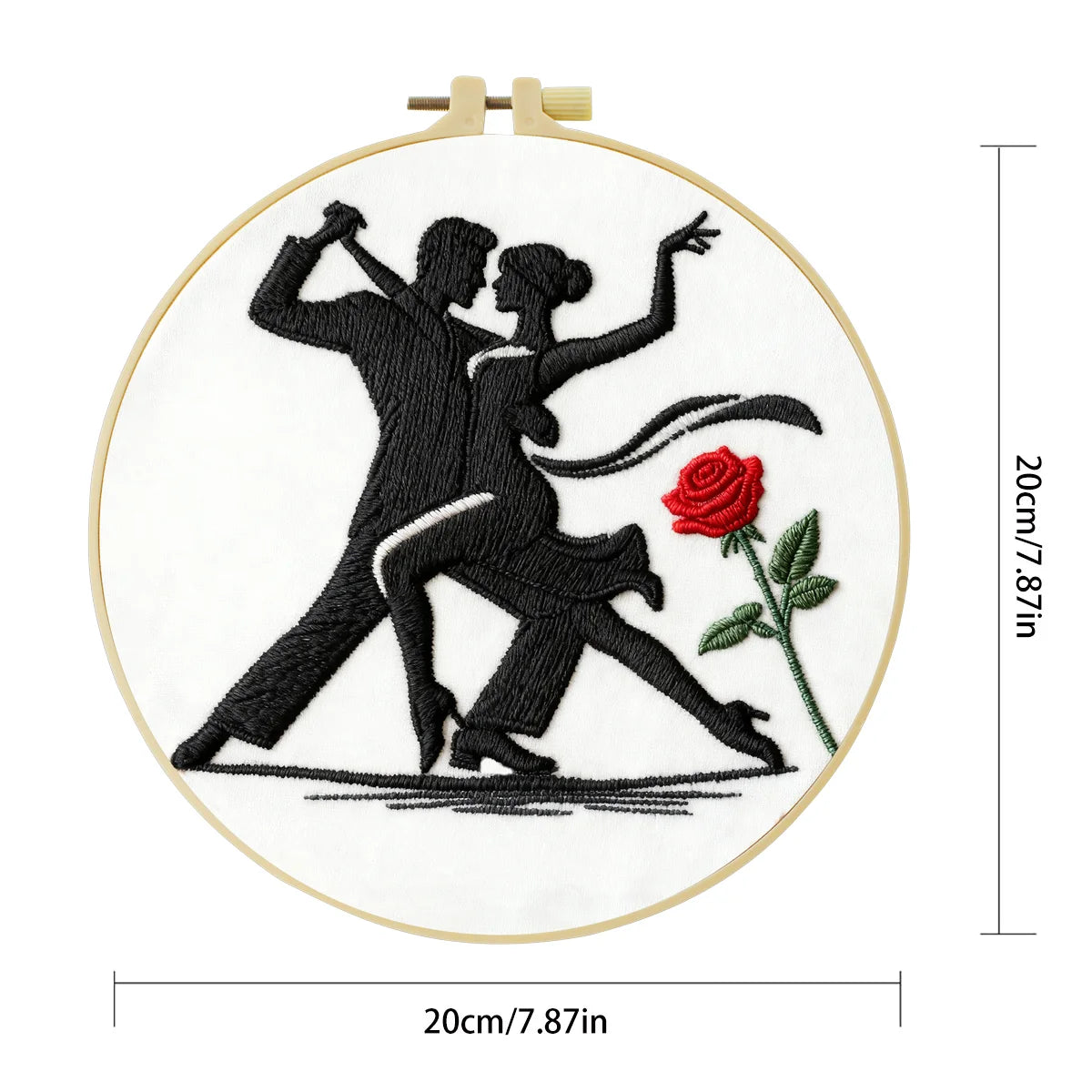 Tango Dancing Couple Embroidery Starter Kit DIY – Beginner Romantic Silhouette Hand Embroidery Kit