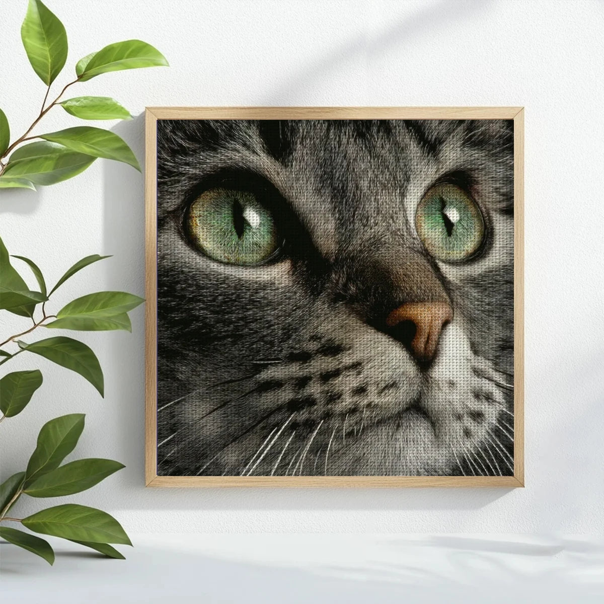 Emerald Eyes Cat Portrait Cross Stitch Kit 🐱💚✨