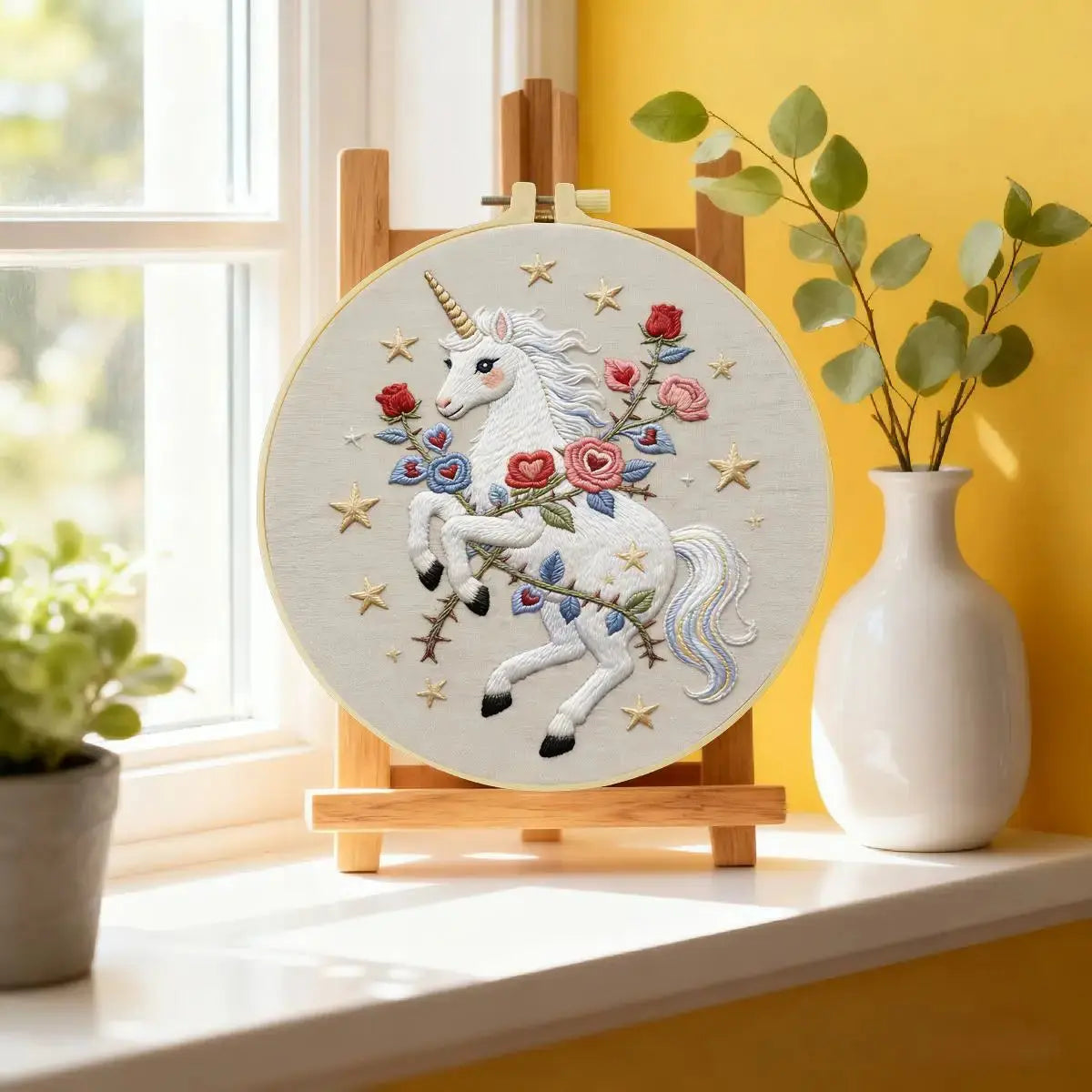 Celestial Rose Unicorn Embroidery Kit Kits For Stitchers