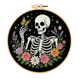 Floral Skeleton Embroidery Kit – Set of 3