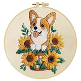 Sunflower Corgi Embroidery Kit Kits For Stitchers