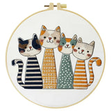 Cute Cat Family Punch Needle Wall Art – Handmade Embroidery Hoop Decor for Nursery & Cozy Rooms Kits For Stitchers