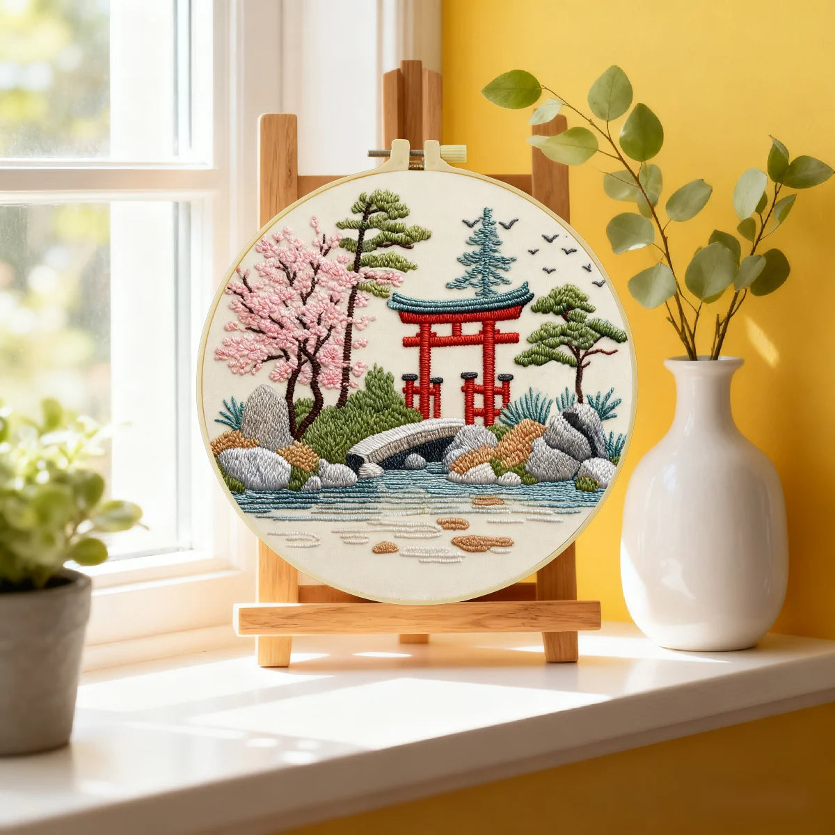 Floral Bouquet Embroidery DIY Kit – Beginner Flower Stitching Kit with Hoop & Pattern