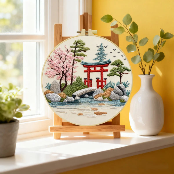 Floral Bouquet Embroidery DIY Kit – Beginner Flower Stitching Kit with Hoop & Pattern