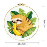 Cute Sloth Embroidery Kit with Banana – Tropical Animal DIY Hand Embroidery Hoop Art, Jungle Nursery Wall Decor Craft Kit
