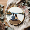 Romantic Lake Couple Embroidery Kit – Cozy Dock Scene Needlepoint Pattern with Peaceful Nature & Minimalist Love Art