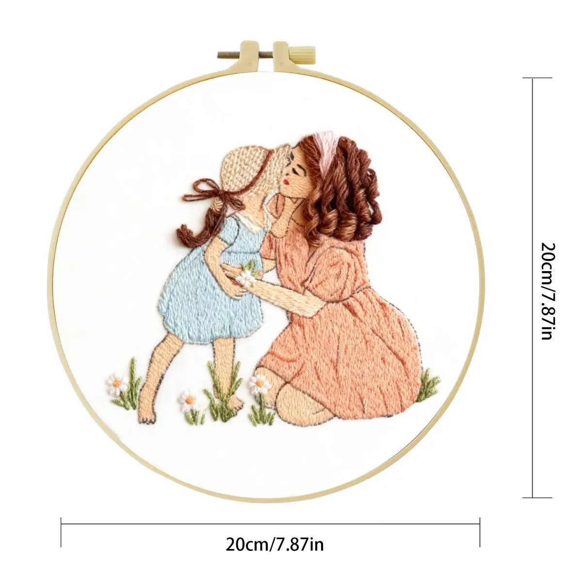 Mother & Daughter Embroidery Kit for Beginners – DIY Family Love Hand Embroidery Hoop Set