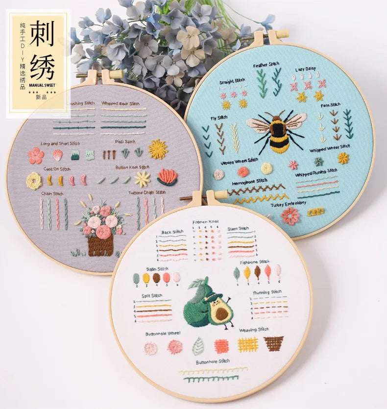 3-Piece Beginner Embroidery Practice Kit Kits For Stitchers