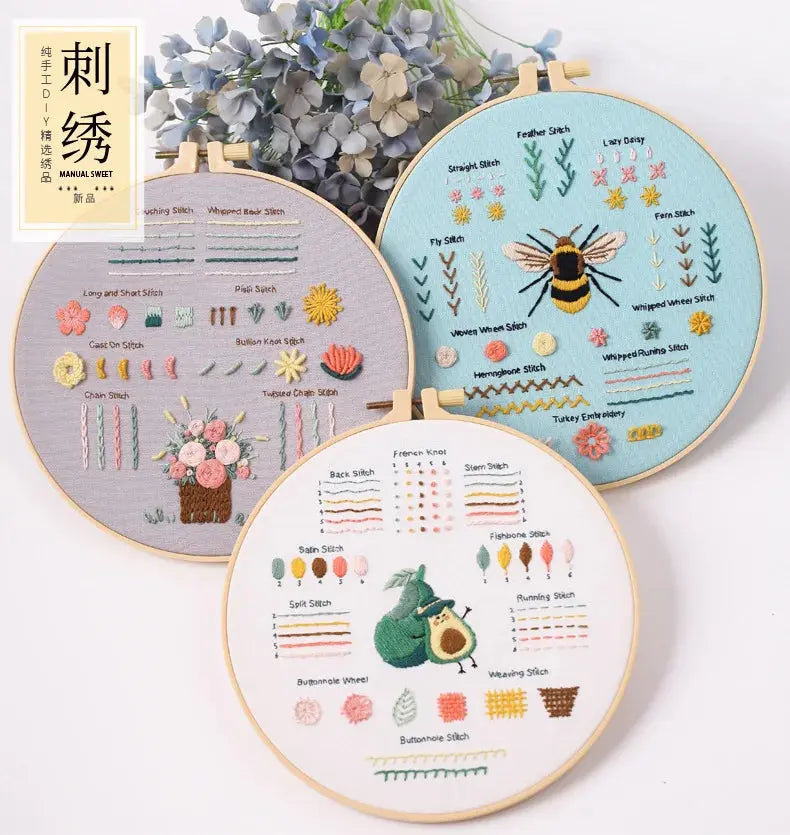 3-Piece Beginner Embroidery Practice Kit Kits For Stitchers