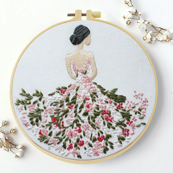 Floral Lady Hand Embroidery Kit