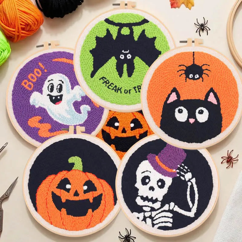 Spooky Halloween Characters Embroidery Kit – Set of 5