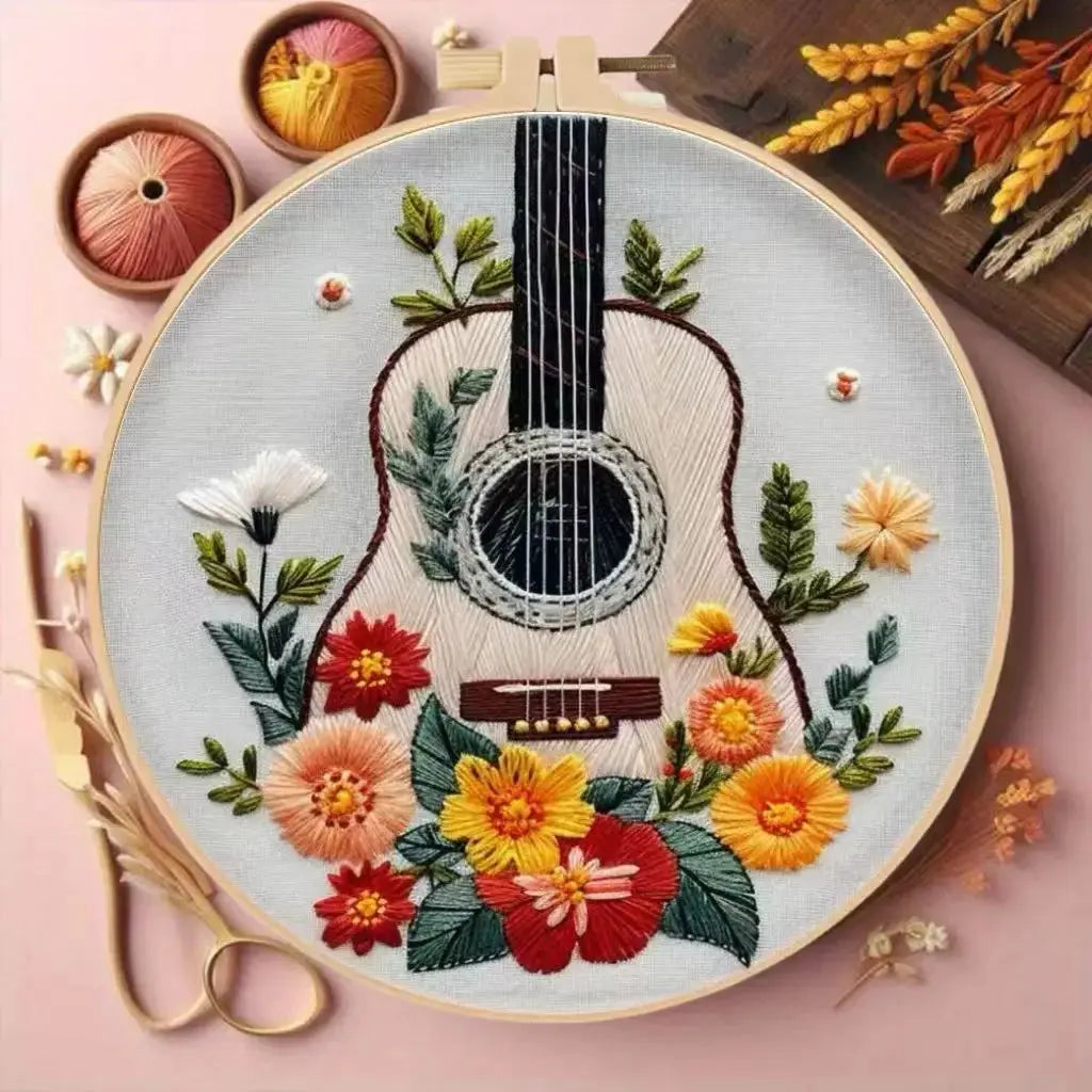 Floral Violin Embroidery Starter Kit The Stichers Heavane