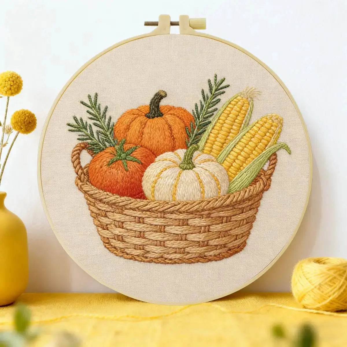 Autumn Harvest Basket Embroidery Kit Kits For Stitchers