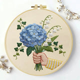 Blue Hydrangea Bouquet Embroidery Kit Kits For Stitchers
