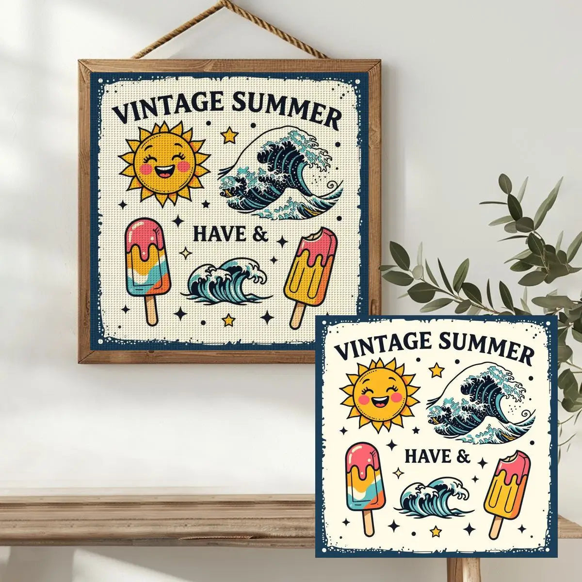 Vintage Summer Vibes Cross Stitch Kit ☀️🌊🍦✨